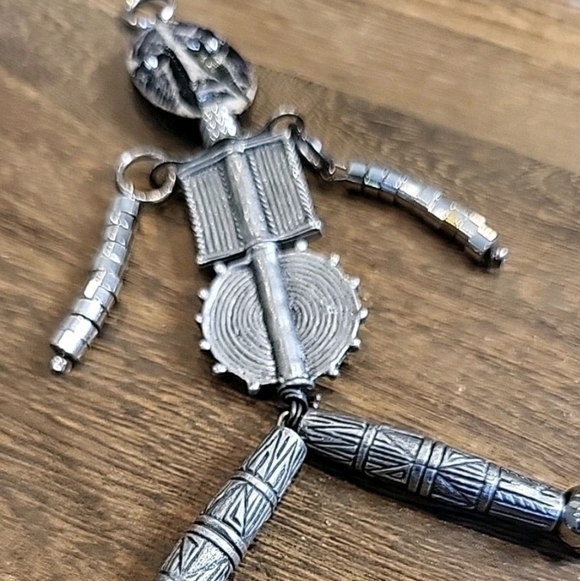 Vtg Mixed Metal Human Replica Carved Face Figure Pendant - Picture 4 of 11